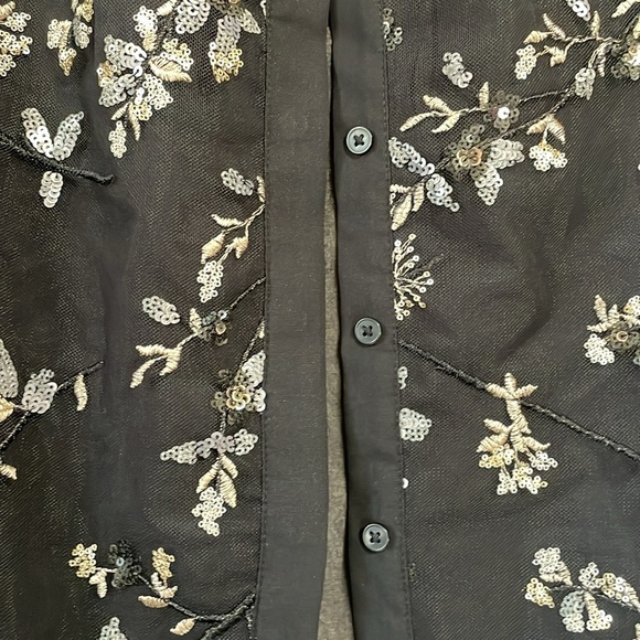Worthington  Black Sequin Sheer Blouse - Picture 7 of 9